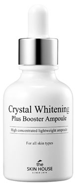 THE SKIN HOUSE Осветляющий тоник против пигментации CRYSTAL WHITENING, 130 мл821077 THE SKIN HOUSE Осветляющий тоник против пигментации CRYSTAL WHITENING, 130 мл821077Осветляющий тоник против пигментации, 130мл,Интенсивно отбеливающий тоник на основе арбутина эффективно осветляет тон кожи, делая ее чистой, светлой и яркой. Эффективно очищает кожу от остатков загрязнений после умывания и подготавливает кожу к дальнейшему уходу за лицом.Постепенно помогает устранить пигментацию, препятствуя выработки меланина в глубоких слоях кожи. Регулирует кожно-жировой баланс, придает коже здоровый вид и наполняет её энергией. Осветляет пигментированную кожу без эффекта жирного блеска. Используется для поддержания эффекта светлой и светящейся здоровьем кожи изнутри. Отбеливающий тоник сокращает выработку кожного жира и предотвращает пигментацию кожи, вызванную возрастными изменениями либо в период заживления пост-акне пятен. Содержит цветочные экстракты белых растений, благодаря которые помогают осветлить кожу и выровнять ее тон. ваша кожа станет светлой, красивой и мягкой на ощупь.