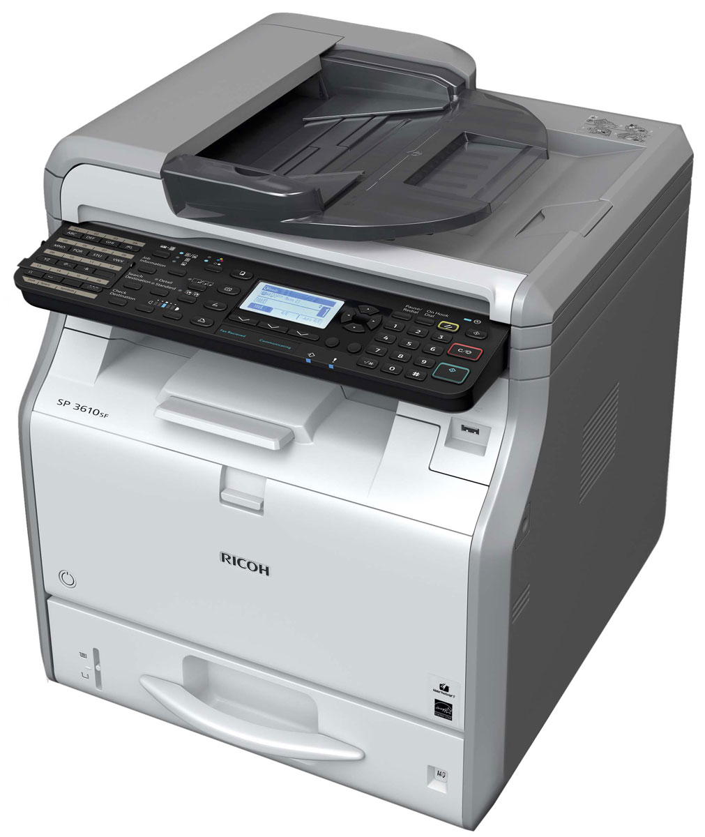 Ricoh SP 3610SF МФУ906386 Ricoh SP 3610SF МФУ906386МФУ Ricoh SP 3610SF идеально в том, что касается экономичной черно-белой печати, копирования, сканирования и отправки факсов. Привлекательная цена и низкая совокупная стоимость владения делает эту модель разумным долгосрочным капиталовложением.Новый контроллер Ricoh, обеспечивающий непревзойденную скорость работы, повысит производительность вашего офиса. Компактный размер позволяет разместить МФУ прямо на рабочем столе, а фронтальный доступ к устройствам облегчает их обслуживание. SP 3600SF/SP 3610SF помогут вам повысить продуктивность работы без ущерба для окружающей среды.Среды Windows: Windows XP, Windows Vista, Windows 7, Windows 8, Windows 8.1, Windows Server 2003, Windows Server 2003R2, Windows Server 2008, Windows Server 2008R2, Windows Server 2012, Windows Server 2012R2Среды Mac OS: Macintosh OS X Native v10.6 или более поздняя версияВремя прогрева: 14 секундОперативная память: 512 МБСканирование лазерным лучом и электрографическая печатьМасштабирование: От 25% до 400% с шагом 1%