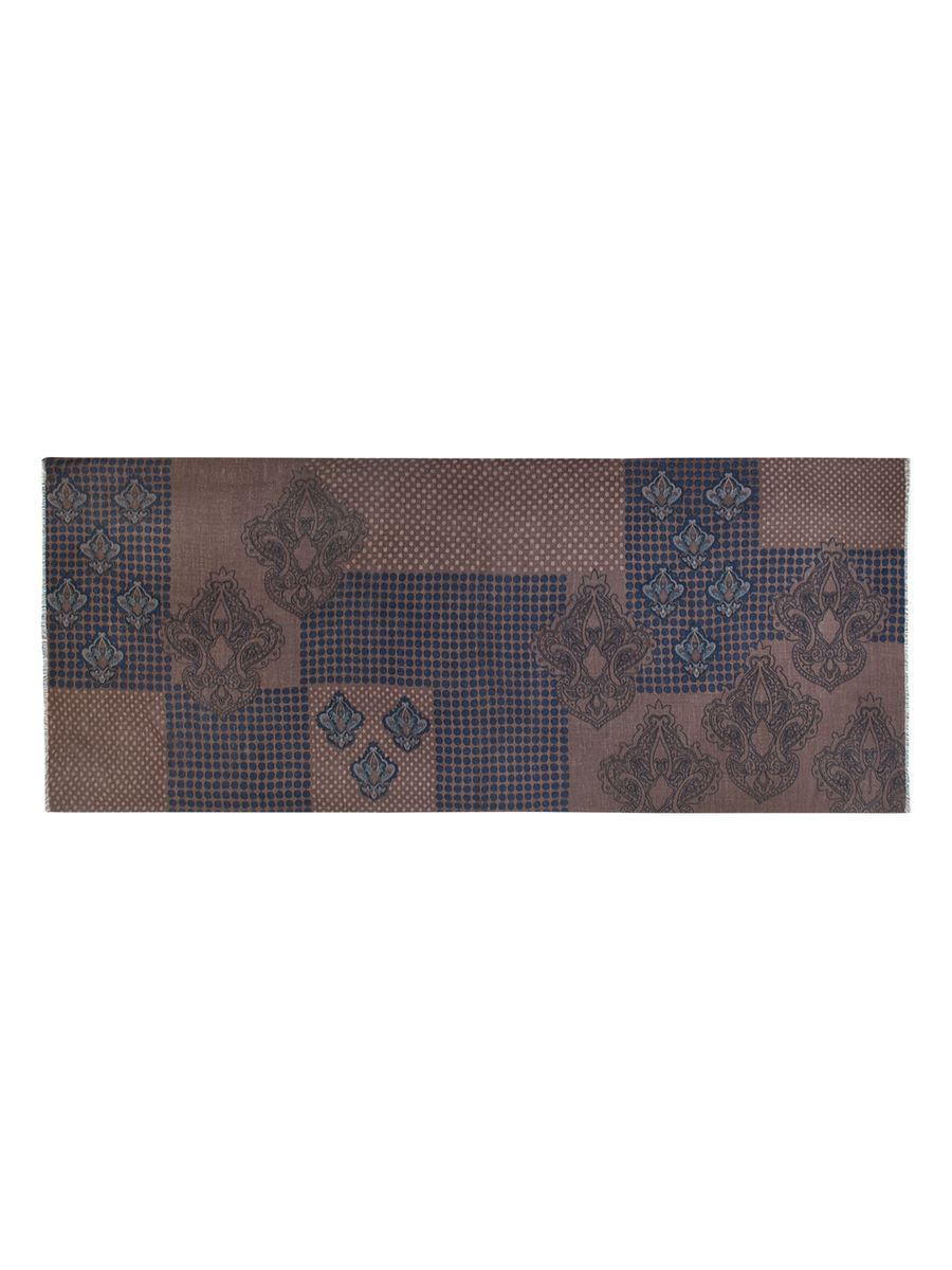 Шарф мужской Eleganzza, цвет: коричневый, темно-синий. S41-0770. Размер 70 см х 180 см
