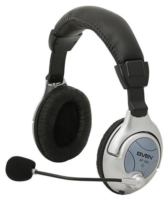 Sven AP-880 наушники с микрофономSV-0410880 Sven AP-880 наушники с микрофономSV-0410880Стереонаушники с вибросабвуфером SVEN AP-880 предназначены для работы со звуковыми картами ПК и другими совместимыми с ними системами. Их также можно использовать в интернет-телефонии, при проведении видеоконференций, в мультимедийных приложениях, в интерактивных играх, для распознавания речи и обучения иностранным языкам. Наушники эргономичны и удобны в использовании, отличаются прекрасной звукоизоляцией и безупречным качеством звука. Модель SVEN AP-880 имеет регулировку уровня вибросабвуфера и громкости, снабжена кабелем повышенной прочности и регулируемым оголовьем. Не рекомендуется использовать стереонаушники во время управления транспортом, а также на высоком уровне громкости длительное время (более четверти часа) – это приводит к ухудшению слуха.Вибробас Поворотный микрофонный держатель Регулировка уровня вибросабвуфера и громкости Регулируемое оголовье Кабель повышенной прочности Кожаные амбушюры