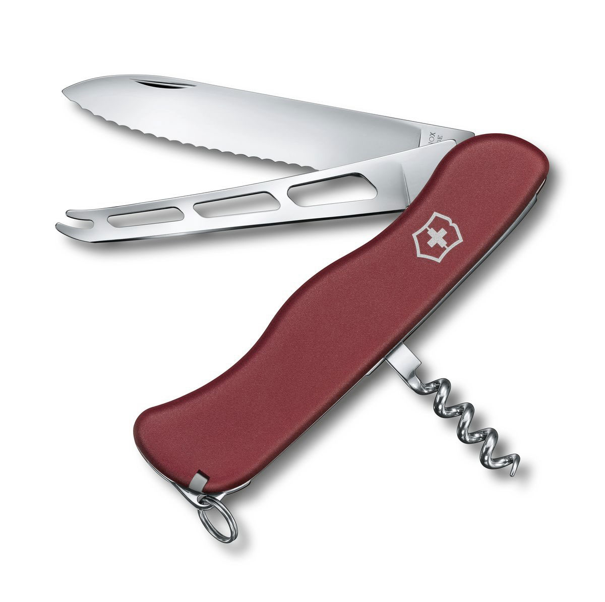 Нож перочинный Victorinox Cheese Knife, цвет: красный, 6 функций, 11,1 см0.8833.W Нож перочинный Victorinox Cheese Knife, цвет: красный, 6 функций, 11,1 см0.8833.WЛезвие перочинного складного ножа Victorinox Cheese Knife изготовлено из высококачественной нержавеющей стали. Ручка, выполненная из прочного пластика, обеспечивает надежный и удобный хват.Хорошее качество, надежный долговечный материал и эргономичная рукоятка - что может быть удобнее на природе или на пикнике!Функции ножа:Фиксирующееся лезвие с серрейторной заточкой.Нож для сыра.Штопор.Кольцо для ключей.Пинцет.Зубочистка.Длина ножа в сложенном виде: 11,1 см.Длина ножа в разложенном виде: 19,5 см.