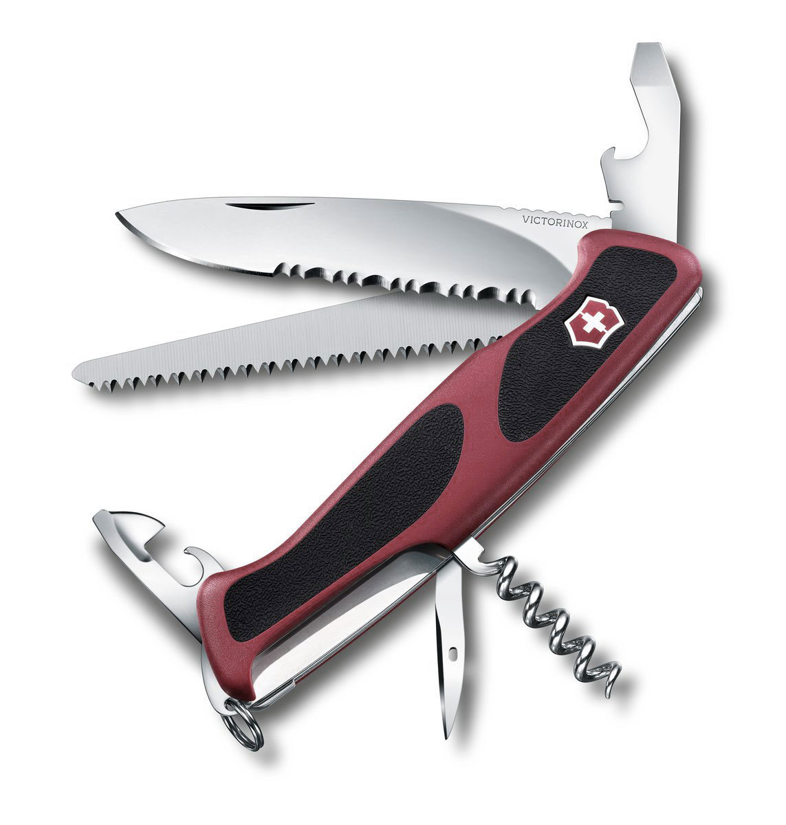Нож перочинный Victorinox RangerGrip 155, цвет: красный, черный, 12 функций, 13 см0.9563.WC Нож перочинный Victorinox RangerGrip 155, цвет: красный, черный, 12 функций, 13 см0.9563.WCЛезвие перочинного складного ножа Victorinox RangerGrip 155 изготовлено из высококачественной нержавеющей стали. Ручка, выполненная из прочного пластика с резиновой вставкой, обеспечивает надежный и удобный хват.Хорошее качество, надежный долговечный материал и эргономичная рукоятка - что может быть удобнее на природе или на пикнике!Функции ножа:Фиксирующееся лезвие с серейторной заточкой.Консервный нож с малой отверткой.Открывалка для бутылок с фиксирующейся отверткой.Инструментом для снятия изоляции.Пила по дереву.Шило, кернер.Штопор.Кольцо для ключей.Пинцет.Зубочистка.Длина ножа в сложенном виде: 13 см.Длина ножа в разложенном виде: 22,5 см.