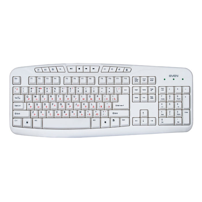 Sven Comfort 3050, White клавиатураSV-03103050UW Sven Comfort 3050, White клавиатураSV-03103050UWSven Comfort 3050 рассчитана на тех, кто много времени проводит за компьютером. Конструкция клавиатуры разработана специально для того, чтобы максимально уменьшить нагрузку на руки.Двадцать первый век – это время развитых интернет-технологий и мобильной связи. Как ни странно, но мы уже не можем представить себя без компьютера. Используя его, мы работаем, организуем свой досуг, учимся и общаемся с целым миром! Мощность процессора и скорость обработки информации сегодня достигает огромных значений. Поэтому для эффективной работы со столь сложным механизмом необходим достойный орган управления. И он есть! При одном взгляде на обновленную линейку клавиатур Sven в голове звучит призыв: Почувствуй себя дирижером технического оркестра, управляй компьютером с легкостью и уверенностью в каждом движенииНаработка на отказ: свыше 20 000 000 нажатий