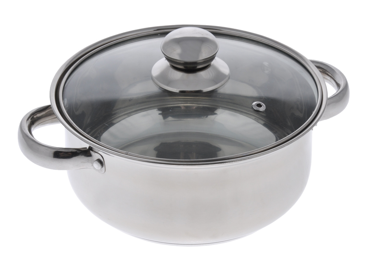 Кастрюля Miolla с крышкой, 2,1 л1005084U Кастрюля Miolla с крышкой, 2,1 л1005084UКастрюля Miolla изготовлена из высококачественной нержавеющей стали. Нержавеющая сталь отличается высокой экологической чистотой и долговечностью, устойчива к воздействию пищевых кислот, не образует соединений с компонентами пищи. Жаропрочная стеклянная крышка плотно прилегает к краям посуды, имеет отверстие для выхода пара, сохраняя аромат и вкус блюд. При этом можно наблюдать за готовностью пищи без потери тепла. Кастрюля подходит для газовых и электрических плит. Не подходит для индукционных плит. Можно мыть в посудомоечной машине. Диаметр (по верхнему краю): 19 см.Ширина (с учетом ручек): 25 см.Высота стенок: 9 см.Толщина стенок: 3 мм.Толщина дна: 4 мм.