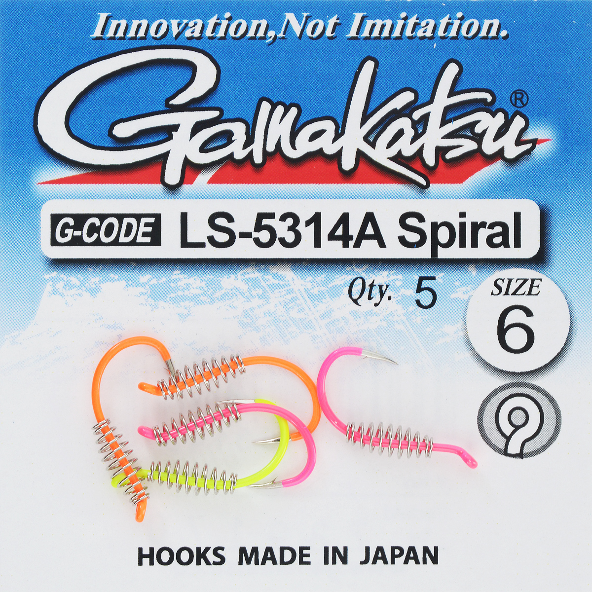 Набор крючков Gamakatsu Spiral, размер №6, 5 шт23341 Набор крючков Gamakatsu Spiral, размер №6, 5 шт23341Набор Gamakatsu Spiral состоит из 5 разноцветных рыболовных крючков. Оснащенный поводок длиной 120 см и диаметром сечения 0,22 для ловли форели. Крючок оснащен спиралью для ловли на пасту.