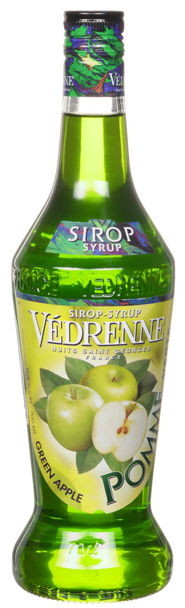 Vedrenne Зеленое Яблоко сироп, 0,7 лSVDRPV-070B01 Vedrenne Зеленое Яблоко сироп, 0,7 лSVDRPV-070B01Сироп Зеленое яблоко обладает насыщенным свежим ароматом душистых зеленых яблок. Аппетитная густая консистенция окрашена в ярко-зеленый красивый цвет.Сиропы изготавливаются на основе натурального растительного сырья, фруктовых и ягодных соков прямого отжима, цитрусовых настоев, а также с использованием очищенной воды без вредных примесей, что позволяет выдержать все ценные и полезные свойства натуральных фруктово-ягодных плодов и трав. В состав сиропов входит только натуральный сахар, произведенный по традиционной технологии из сахарозы. Благодаря высокому содержанию концентрированного фруктового сока, сиропы Vedrenne обладают изысканным ароматом и натуральным вкусом, являются эффективным подсластителем при незначительной калорийности. Они оптимизируют уровень влажности и процесс кристаллизации десертов, хорошо смешиваются с другими ингредиентами и способствуют улучшению вкусовых качеств напитков и десертов.Сиропы Vedrenne разливаются в стеклянные бутылки с яркими этикетками, на которых изображен фрукт, ягода или другой ингредиент, определяющий вкусовые оттенки того или иного продукта Vedrenne. Емкости с сиропами Vedrenne герметичны и поэтому не позволяют содержимому контактировать с микроорганизмами и другими губительными внешними воздействиями. Кроме того, стеклянные бутылки выглядят оригинально и стильно.В настоящее время компания Vedrenne считается одним из лучших производителей высококлассных сиропов, отличающихся натуральным вкусом, а также насыщенным ароматом и глубокимцветом. Фруктовые сиропы Vedrenne пользуются большой популярностью не только во Франции (где их широко используют как в сегменте HoReCa, так и в домашних условиях), но и экспортируются более чем в 50 стран мира.Цвет: золотисто-зеленыйАромат: свежий, яркий с тонами зрелого зеленого яблокаВкус: сильный, сладкий, гармоничный вкус с приятной яблочной кислинкой и нежным послевкусиемРецепт коктейля Зеленая ЭнергияИнгредиенты:20 мл сиропа Vedrenne Зеленое Яблоко30 мл неосветленного яблочного сока;киви;лимонад;лёд.Способ приготовления:Поместить очищенный и нарезанный киви в шейкер. Добавить яблочный сироп и яблочный сок. Шейк всех ингредиентов со льдом. Даблстрейн в наполненный крошенным льдом бокал. Заполнить бокал лимонадом доверху.