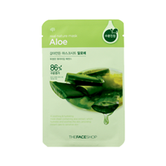 The Face Shop Тканевая маска для лица с алое REAL NATURE, 20гУТ000001552 The Face Shop Тканевая маска для лица с алое REAL NATURE, 20гУТ000001552Тканевые маски на основе природных ингредиентов сравнимые по эффекту с сывороткой. Алоэ - хорошо успокаивает, увлажняет и смягчает кожу. Содержит витамины, которые защищают клетки от окисления. Обладает мощным противовоспалительным, антисептическим, антибактериальным и очищающим свойствами. Не только удерживает в коже влагу, но и помогает восстановить структуру клеток, вылечить различные раны и повреждения.