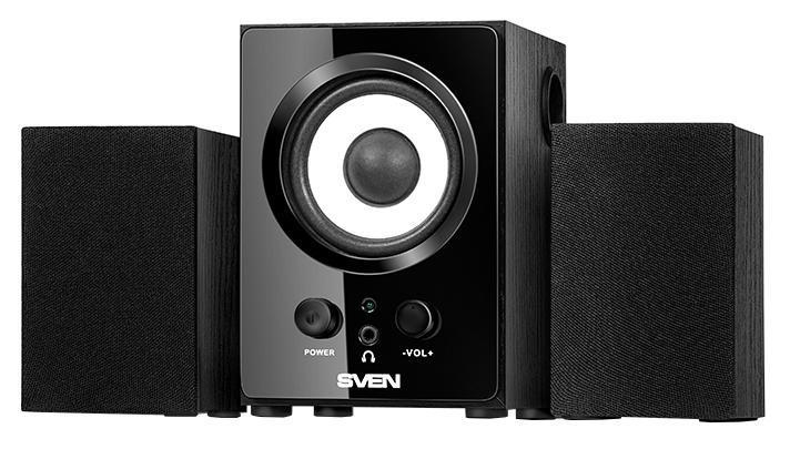 Sven MS-80, Black акустическая система 2.1 с сабвуферомSV-013080BK Sven MS-80, Black акустическая система 2.1 с сабвуферомSV-013080BKSVEN MS-80 — это простое, красивое и при этом удивительно недорогое решение вопроса прослушивания музыки, просмотра фильмов и звукового сопровождения компьютерных игр.Классические формы акустической системы гармонично дополнены черной глянцевой панелью сабвуфера, что, кроме эстетического эффекта, имеет и вполне определенный практический смысл: модель отлично сочетается с современными TFT-мониторами, в оформлении большинства из которых также используется черный глянец.Регулятор уровня громкости и разъем для подключения наушников расположены на передней панели корпуса, также как и выключатель питания – таким образом, все настройки всегда под рукой.Будучи первой и самой низкой по цене в линейке 2.1 акустики SVEN, она является не только доступным и удобным решением, но и визуально приятной моделью, удачно сочетающей в себе практические и эстетические функции!
