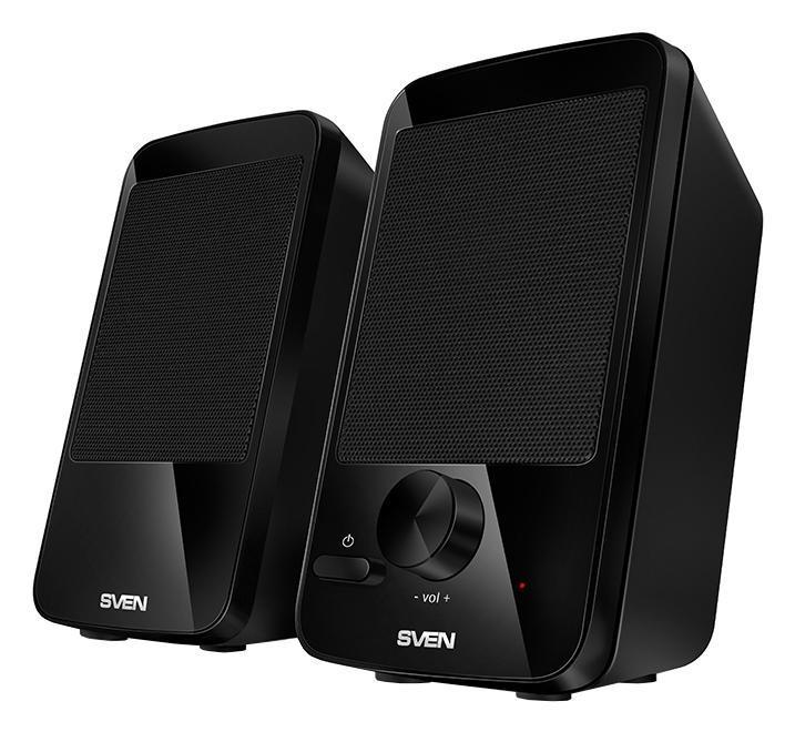Sven 312, Black акустическая система 2.0SV-012540 Sven 312, Black акустическая система 2.0SV-012540Акустическая система SVEN 312, несмотря на свои компактные размеры, звучит громко и четко. Это отличное решение для тех, кто не хочет переплачивать за лишний функционал, но при этом ценит качественные и надежные вещи.SVEN 312 одинаково хорошо подойдет как для дома, так и для офиса. Корпус модели выполнен из черного глянцевого пластика. Эти колонки просты и удобны в использовании – LED индикатор питания, регулятор громкости и кнопка включения питания вынесены на переднюю панель. SVEN 312 подключается к компьютеру через 3,5 мм разъем mini-jack и питается от USB.