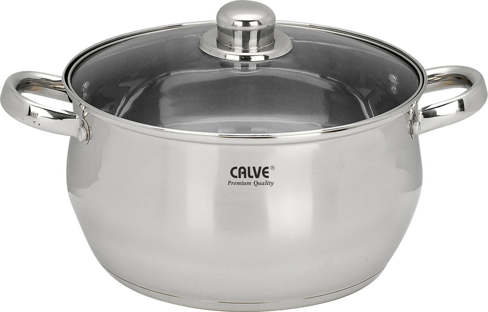 Кастрюля Calve с крышкой, 6 л. CL-1850CL-1850 Кастрюля Calve с крышкой, 6 л. CL-1850CL-1850Кастрюля Calve - незаменимый атрибут на любой кухне! Кастрюля изготовлена из нержавеющей стали, что обеспечит равномерный нагрев и быстрое приготовление блюда. Посуда имеет классическое исполнение и характеризуется современным привлекательным дизайном. В комплекте к кастрюле идет стеклянная крышка, что даст возможность наблюдать за процессом готовки.Диаметр кастрюли - 24 см.Объем кастрюли - 6 л.