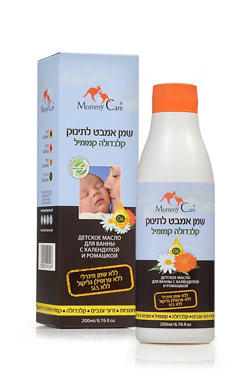 Mommy Care Детское масло для ванны с календулой и ромашкой 200 мл1771 Mommy Care Детское масло для ванны с календулой и ромашкой 200 мл1771Тонкая чувствительная кожа новорожденного требует тщательного и нежного ухода. Специальное масло с календулой и ромашкой для детских ванночек Mommy Care способствует сохранению естественного баланса тонкой детской кожи и защищает ее от обезвоживания. Оно содержит только растительные органические масла: масло подсолнечника, календулы, ромашки и виноградных косточек, известные своими защитными, восстанавливающими и увлажняющими свойствами. Особая формула позволяет маслу равномерно распределяться в воде в виде мельчайших пузырьков, не образуя масляных пятен на поверхности воды. Ежедневное применение масла помогает предотвратить раздражения и покраснения кожи и справиться с имеющимися. Масло не содержит пропиленгликоля, минеральных масел, парабенов, а также синтетических отдушек и красителей. В составе масла отсутствуют арахисовое и соевое масла, которые могут вызывать аллергические реакции.Ежедневное применение масла помогает предотвратить раздражения и покраснения кожи и справиться с имеющимися.