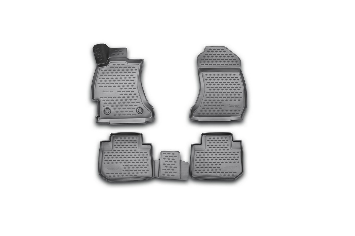 Набор автомобильных 3D-ковриков Novline-Autofamily для Subaru Forester, 2013->, в салон, 4 штNLC.3D.46.14.210k Набор автомобильных 3D-ковриков Novline-Autofamily для Subaru Forester, 2013->, в салон, 4 штNLC.3D.46.14.210kНабор Novline-Autofamily состоит из 4 ковриков, изготовленных из полиуретана.Основная функция ковров - защита салона автомобиля от загрязнения и влаги. Это достигается за счет высоких бортов, перемычки на тоннель заднего ряда сидений, элементов формы и текстуры, свойств материала, а также запатентованной технологией 3D-перемычки в зоне отдыха ноги водителя, что обеспечивает дополнительную защиту, сохраняя салон автомобиля в первозданном виде.Материал, из которого сделаны коврики, обладает антискользящими свойствами. Для фиксации ковров в салоне автомобиля в комплекте с ними используются специальные крепежи. Форма передней части водительского ковра, уходящая под педаль акселератора, исключает нештатное заедание педалей.Набор подходит для Subaru Forester с 2013 года выпуска.