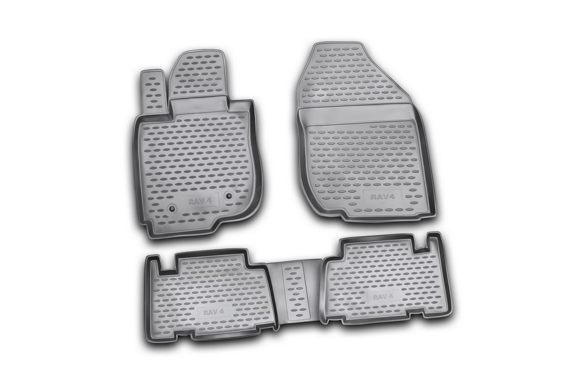 Набор автомобильных ковриков Novline-Autofamily для Toyota RAV4 01/2006-2010, в салон, 4 штNLC.48.09.210 Набор автомобильных ковриков Novline-Autofamily для Toyota RAV4 01/2006-2010, в салон, 4 штNLC.48.09.210Набор автомобильных ковриков Novline-Autofamily, изготовленный из полиуретана, состоит из 4 ковриков, которые учитывают все особенности каждой модели автомобиля и полностью повторяют контуры пола. Полиуретановые автомобильные коврики для салона произведены из высококачественного материала, который держит форму, прочный и не пачкает обувь. Коврики в салон не только улучшат внешний вид салона вашего автомобиля, но и надежно уберегут его от пыли, грязи и сырости, а значит, защитят кузов от коррозии. Полиуретановые коврики для автомобиля гладкие, приятные и не пропускают влагу. Ковры для автомобилей надежно крепятся на полу и не скользят, что очень важно во время движения. Чистятся коврики очень просто: как при помощи автомобильного пылесоса, так и различными моющими средствами. Набор подходит для Toyota RAV4 январь 2006 - 2010 годов выпуска.