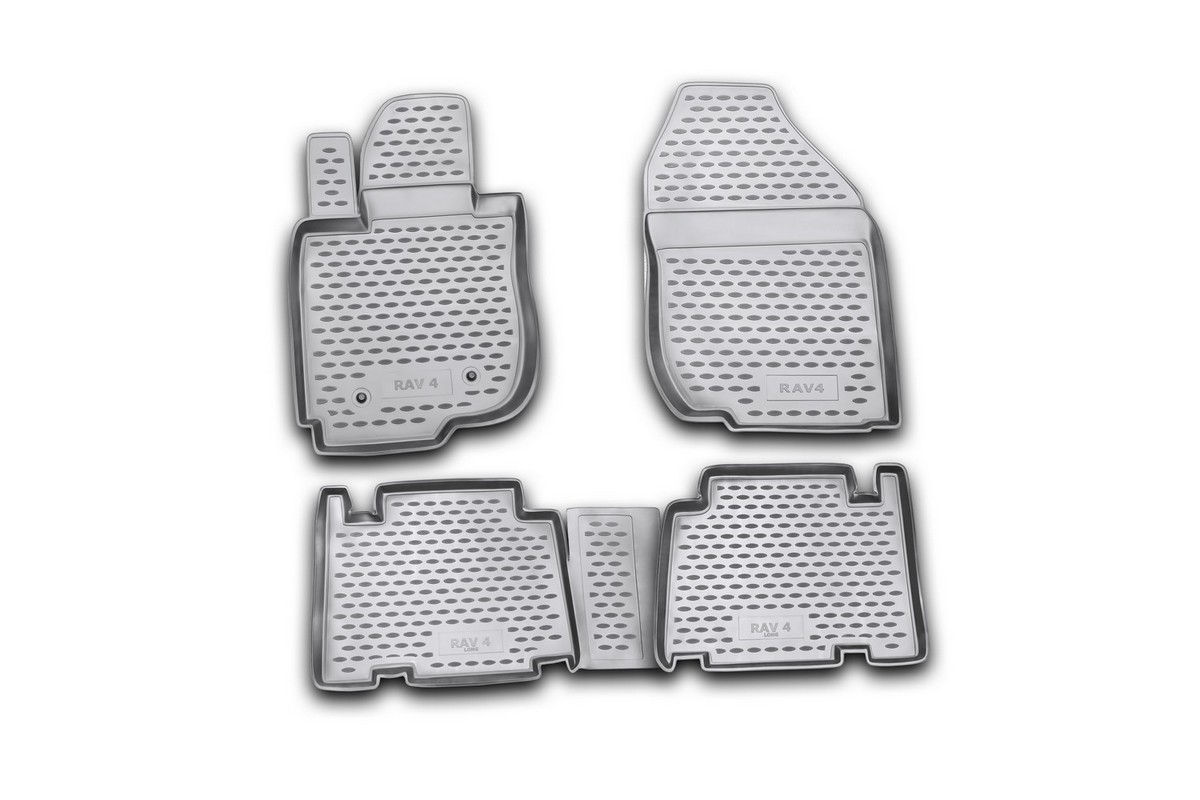 Набор автомобильных ковриков Novline-Autofamily для Toyota RAV4 long 01/2006-, в салон, 4 штNLC.48.18.210 Набор автомобильных ковриков Novline-Autofamily для Toyota RAV4 long 01/2006-, в салон, 4 штNLC.48.18.210Набор автомобильных ковриков Novline-Autofamily, изготовленный из полиуретана, состоит из 4 ковриков, которые учитывают все особенности каждой модели автомобиля и полностью повторяют контуры пола. Полиуретановые автомобильные коврики для салона произведены из высококачественного материала, который держит форму, прочный и не пачкает обувь. Коврики в салон не только улучшат внешний вид салона вашего автомобиля, но и надежно уберегут его от пыли, грязи и сырости, а значит, защитят кузов от коррозии. Полиуретановые коврики для автомобиля гладкие, приятные и не пропускают влагу. Ковры для автомобилей надежно крепятся на полу и не скользят, что очень важно во время движения. Чистятся коврики очень просто: как при помощи автомобильного пылесоса, так и различными моющими средствами. Набор подходит для Toyota RAV4 long с января 2006 года выпуска.