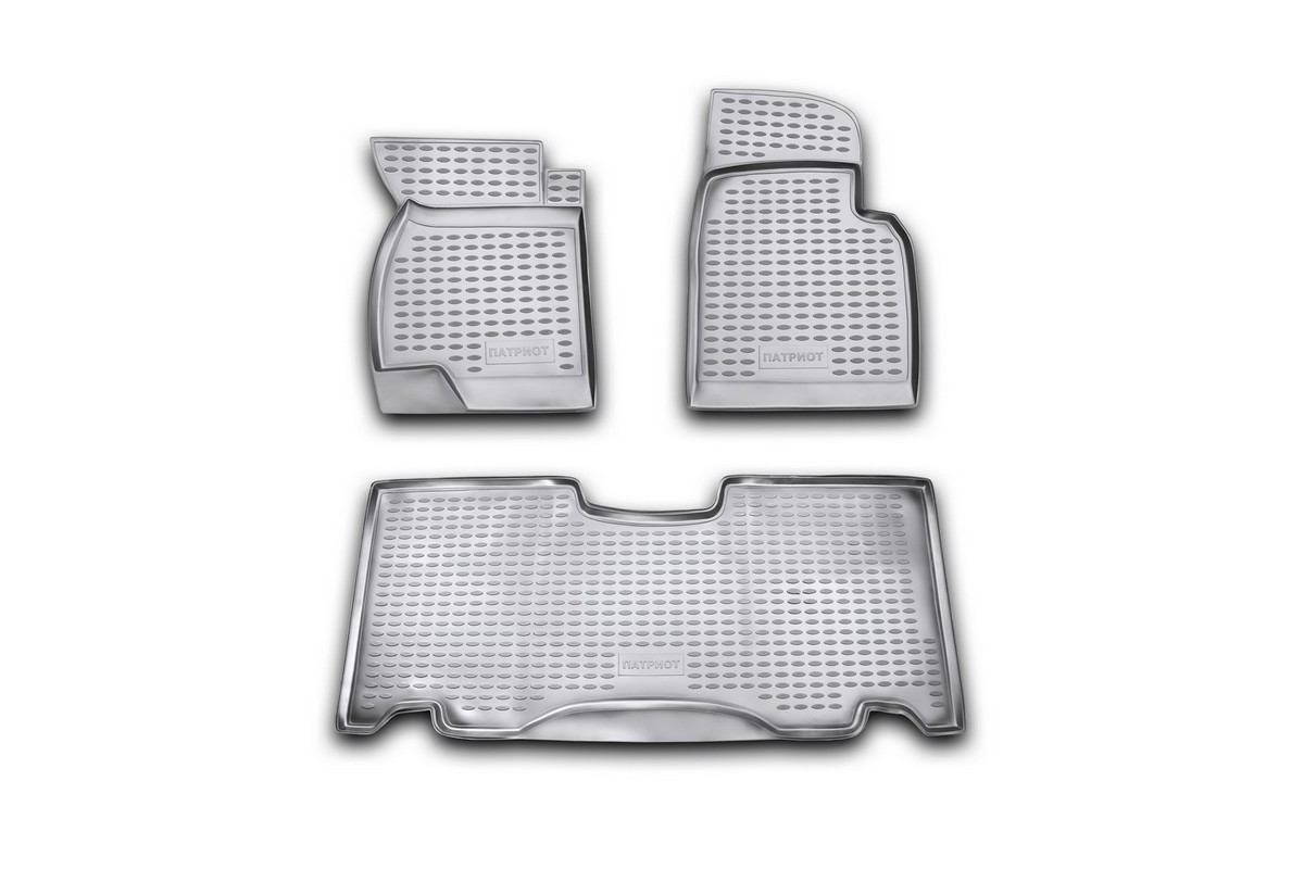 Коврики в салон автомобиля Novline-Autofamily для УАЗ Patriot 3163-10/20, classic/comfort, 2005 - 2014, 3 штNLC.54.04.210 Коврики в салон автомобиля Novline-Autofamily для УАЗ Patriot 3163-10/20, classic/comfort, 2005 - 2014, 3 штNLC.54.04.210Коврики Novline-Autofamily улучшат внешний вид салона автомобиля и надежно уберегут его от пыли, грязи и сырости, а значит, защитят кузов от коррозии. Полиуретановые коврики гладкие, приятные и не пропускает влагу. Полиуретановые автомобильные коврики произведены из высококачественного материала, который держит форму и не пачкает обувь. Коврики надежно крепятся на полу и не скользят, что очень важно во время движения, особенно для водителя. Изделия из полиуретана надежно удерживают грязь и влагу, при этом всегда выглядят довольно опрятно. И чистятся они очень просто: как при помощи автомобильного пылесоса, так и различными моющими средствами.