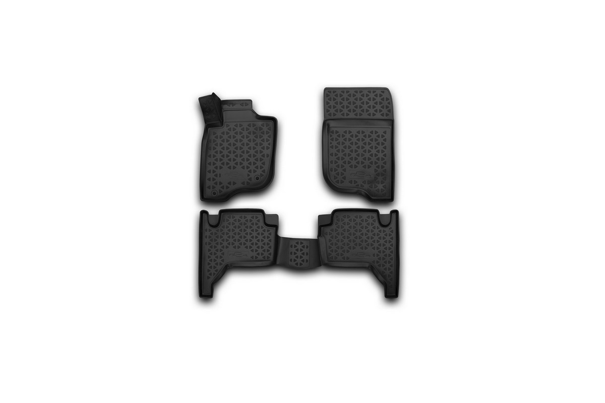 Набор автомобильных 3D-ковриков Novline-Autofamily для Mitsubishi L-200, 2005-2015, в салон, 4 штRSA-3D.35.15.210 Набор автомобильных 3D-ковриков Novline-Autofamily для Mitsubishi L-200, 2005-2015, в салон, 4 штRSA-3D.35.15.210Набор Novline-Autofamily состоит из 4 ковриков, изготовленных из полиуретана.Основная функция ковров - защита салона автомобиля от загрязнения и влаги. Это достигается за счет высоких бортов, перемычки на тоннель заднего ряда сидений, элементов формы и текстуры, свойств материала, а также запатентованной технологией 3D-перемычки в зоне отдыха ноги водителя, что обеспечивает дополнительную защиту, сохраняя салон автомобиля в первозданном виде.Материал, из которого сделаны коврики, обладает антискользящими свойствами. Для фиксации ковров в салоне автомобиля в комплекте с ними используются специальные крепежи. Форма передней части водительского ковра, уходящая под педаль акселератора, исключает нештатное заедание педалей.Набор подходит для Mitsubishi L-200 2005-2015 года выпуска.
