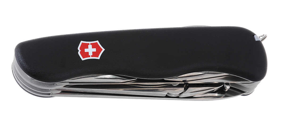 Нож перочинный Victorinox Atlas, цвет: черный, 16 функций, 11,1 см0.9033.3 Нож перочинный Victorinox Atlas, цвет: черный, 16 функций, 11,1 см0.9033.3Лезвие перочинного складного ножа Victorinox Atlas изготовлено из высококачественной нержавеющей стали. Ручка, выполненная из прочного пластика, обеспечивает надежный и удобный хват.Хорошее качество, надежный долговечный материал и эргономичная рукоятка - что может быть удобнее на природе или на пикнике!Функции ножа:Фиксирующееся лезвие.Штопор.Консервный нож с малой отверткой.Открывалка для бутылок с отверткой и инструментом для снятия изоляции.Шило, кернер.Кольцо для ключей.Пинцет.Зубочистка.Пила по дереву.Плоскогубцы с кусачками для проводов и инструментом для обжима проводов.Крестовая отвертка Длина ножа в сложенном виде: 11,1 см.Длина ножа в разложенном виде: 19,5 см.