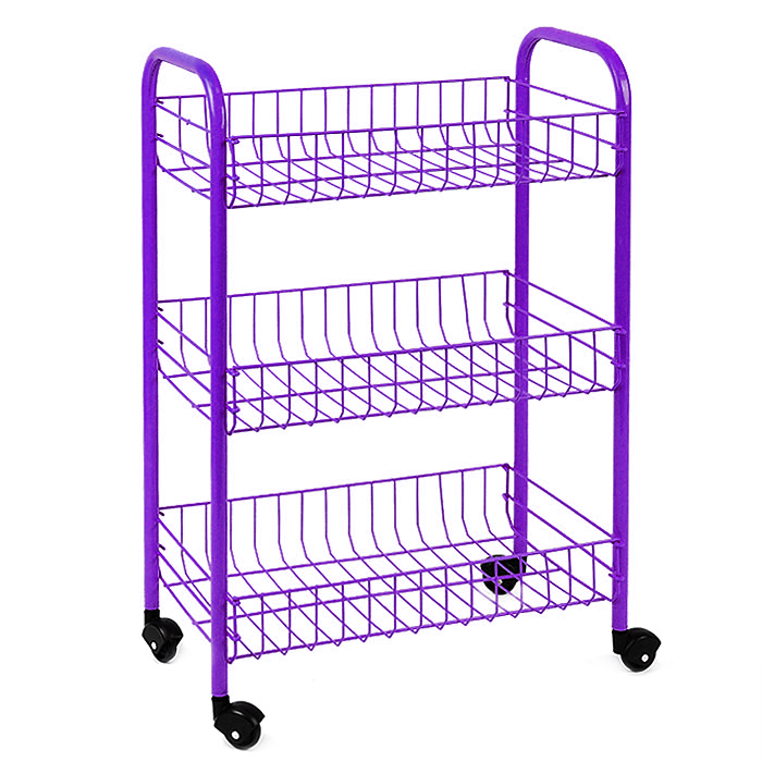 Этажерка Metaltex Siena Color, 3-уровневая, цвет: фиолетовый, 41 x 23 x 63 см. 34.06.33-52834.06.33-528_фиолетовый Этажерка Metaltex Siena Color, 3-уровневая, цвет: фиолетовый, 41 x 23 x 63 см. 34.06.33-52834.06.33-528_фиолетовыйЭтажерка Metaltex Siena Color с тремя полками выполнена из высококачественной стали, окрашенной краской, содержащей эпоксидный порошок. Очень удобная и компактная, но в то же время вместительная, она прекрасно впишется в пространство любого помещения. Ее можно установить в ванной комнате, и ваши шампуни, гели для душа и различные крема всегда будут под рукой; на кухне этажерку можно использовать для хранения посуды и продуктов. Благодаря колесикам этажерку можно перемещать в любую сторону без особых усилий.