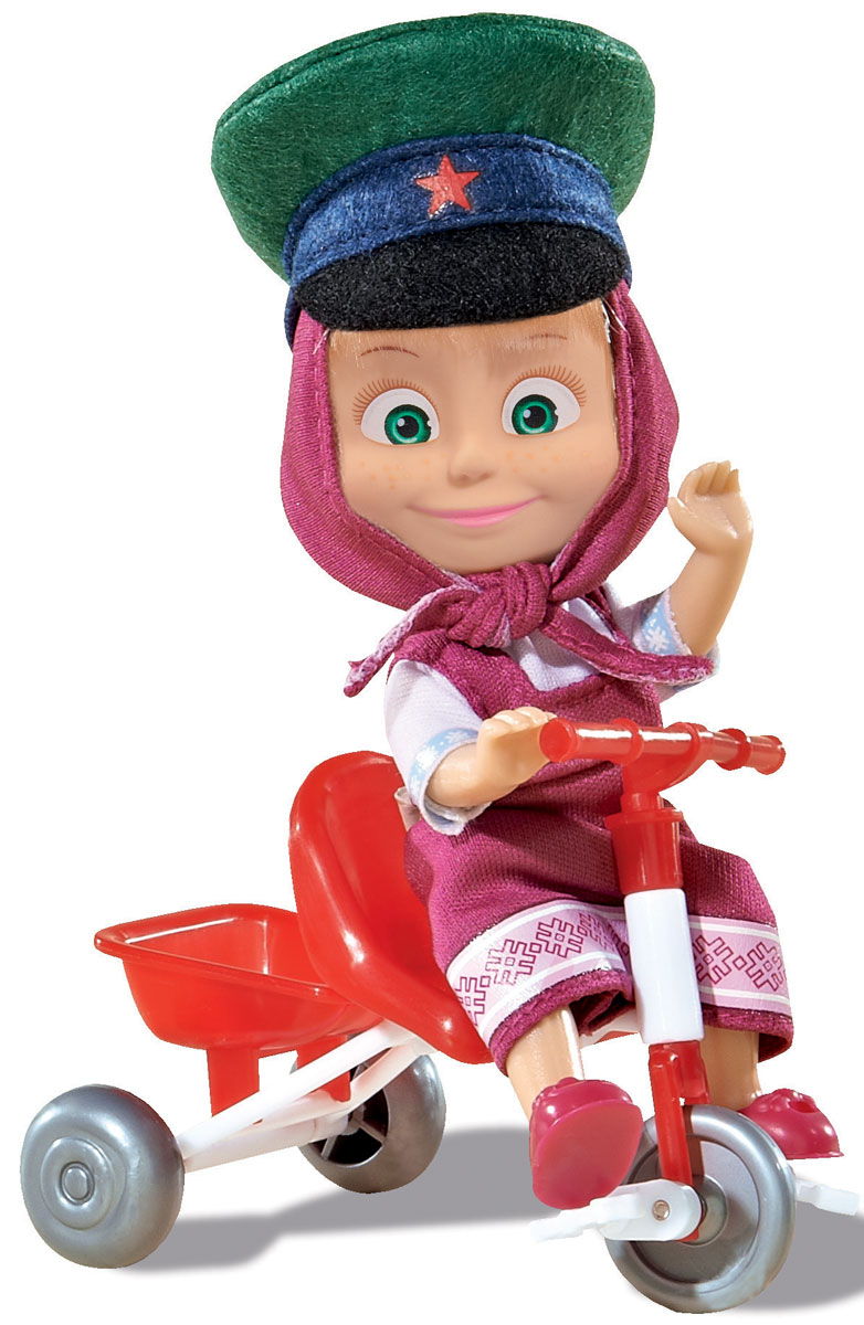 Simba Мини-кукла Маша в фуражке и на велосипеде