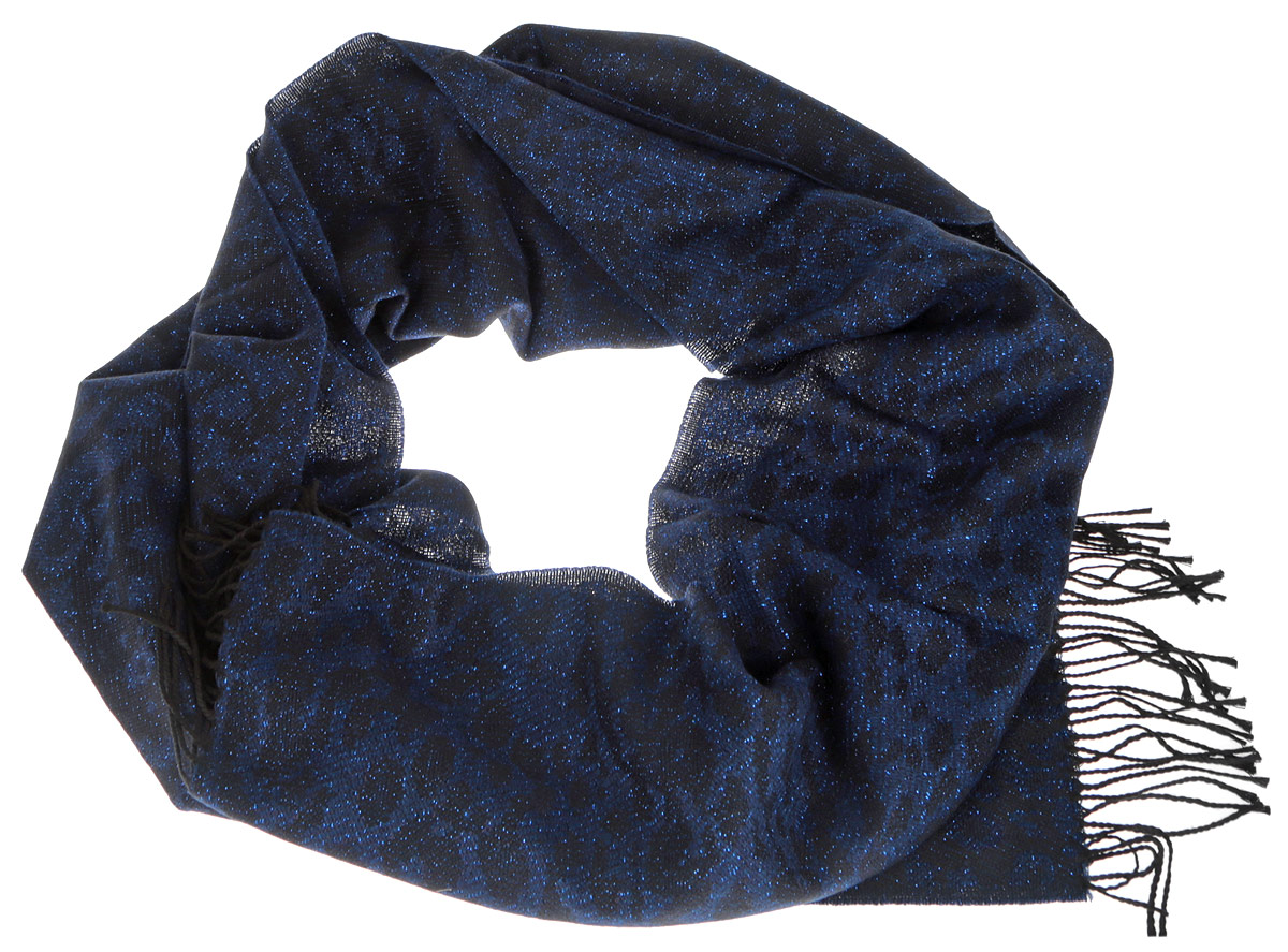 Палантин Pierre Cardin Жаккард, цвет: синий, черный. JC3007P/13. Размер 50 см х 180 см