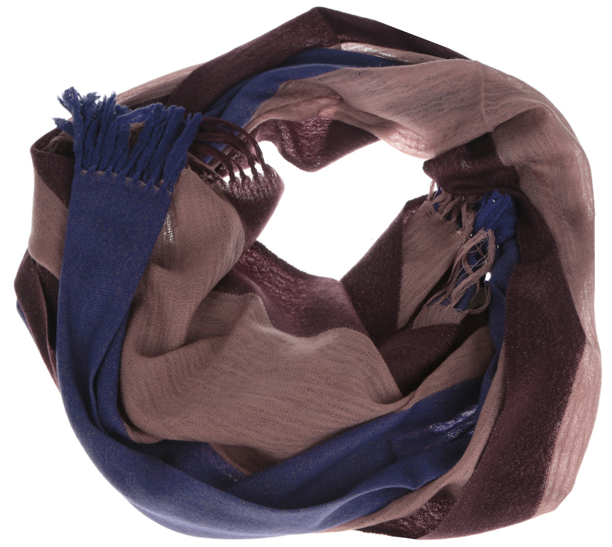 Шарф мужской Eleganzza, цвет: синий, коричневый. U41-1057. Размер 70 см х 190 см
