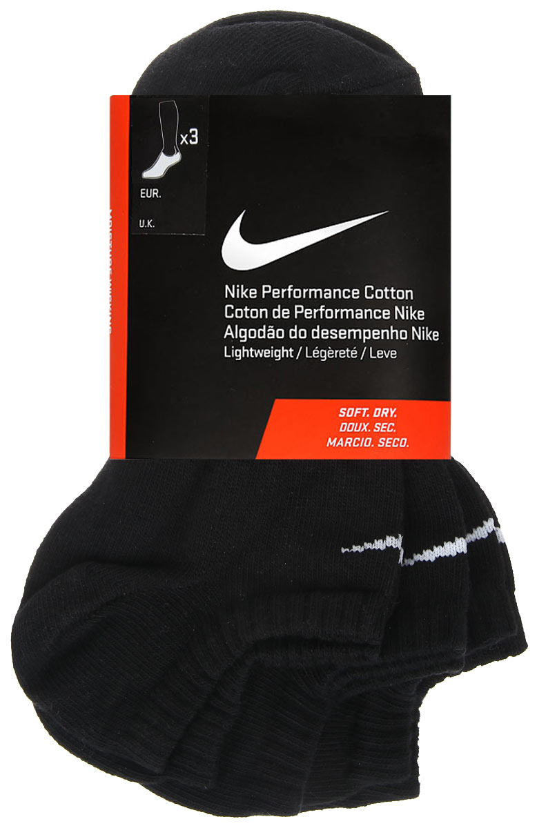 Носки унисекс Nike 3PPK Lightweight No Show, цвет: черный, 3 пары. SX4705-001. Размер XL (45/49)