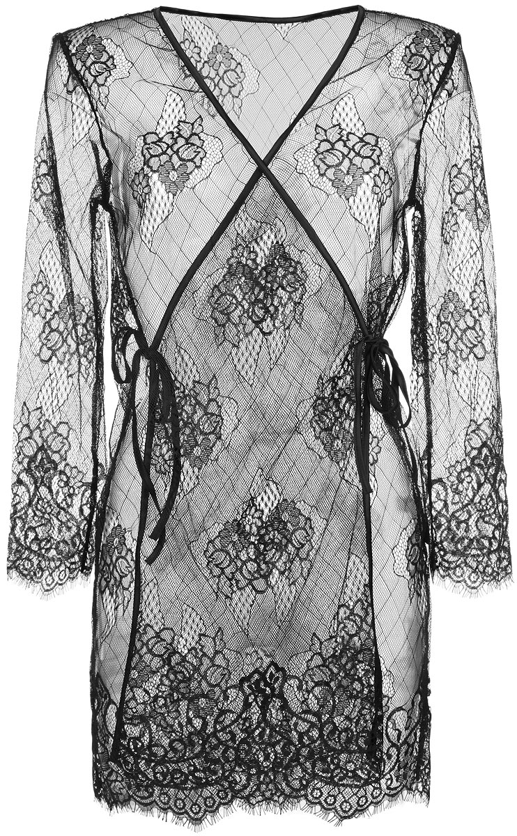 Пеньюар Ardi, цвет: черный. R2531-48. Размер 40 (46)R2531-48 Пеньюар Ardi, цвет: черный. R2531-48. Размер 40 (46)R2531-48Великолепный пеньюар Ardi, выполненный из тонкого кружева, придаст вам чувственности и выразительности. Вырез горловины и края полочек обработаны атласной бейкой. Модель с запахом снабжена атласными завязками. Нижний край рукавов и пеньюара волнистый.