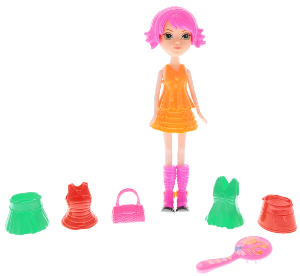 1TOY Кукла Красотка Фэшн с одеждой цвет платья оранжевый
