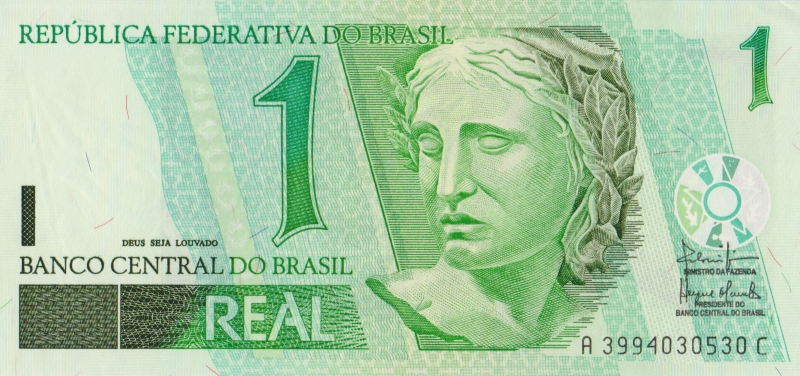 Банкнота номиналом 1 реал. Бразилия. 2003 год