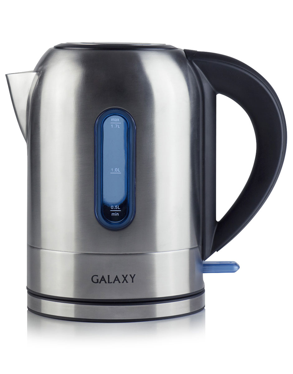 Galaxy GL0315, Grey электрочайник4650067301570 Galaxy GL0315, Grey электрочайник4650067301570Электрочайник Galaxy GL0315 изготовлен из высококачественной нержавеющей стали. Корпус из стали долговечен, не подвергается коррозии и обладает антиаллергенными свойствами. Благодаря мощности в 2200 Вт и нагревательному элементу скрытого типа быстро вскипятит воду объемом до 1,7 литров.Данная модель оснащена световым индикатором включения/выключения и шкалой уровня воды. Цоколь с центральным контактом позволяет поворачивать прибор на 360°. В целях безопасности имеются функции блокировки включения без воды и автоматического отключения при закипании.Скрытый нагревательный элементМерная шкала