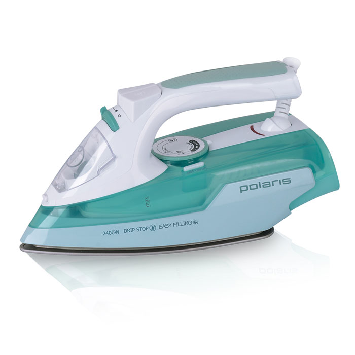 Polaris PIR 2466K, Turquoise утюг4979 Polaris PIR 2466K, Turquoise утюг4979Утюг Polaris PIR 2466Kотличается высокой функциональностью и приятным дизайном. Мощность в 2400 Вт обеспечивает быстрый нагрев и интенсивную подачу пара. Уникальная керамическая подошва Crystal Ceramic отлично скользит по ткани и безупречно разглаживает даже глубокие складки. Благодаря режиму вертикального отпаривания вы можете отглаживать вещи непосредственно на вешалке. Антикапельная система предотвращает возникновение мокрых разводов на одежде и позволяет гладить деликатные ткани при низкой температуре.Утюг не нуждается в требовательном уходе - прибор оснащен системой самоочистки и защитой от накипи. За счет свободного вращения шнура провод не перекручивается и не мнет ткань. Благодаря большому удобному входному отверстию вода легко и быстро заливается во внутренний резервуар объемом 350 мл.