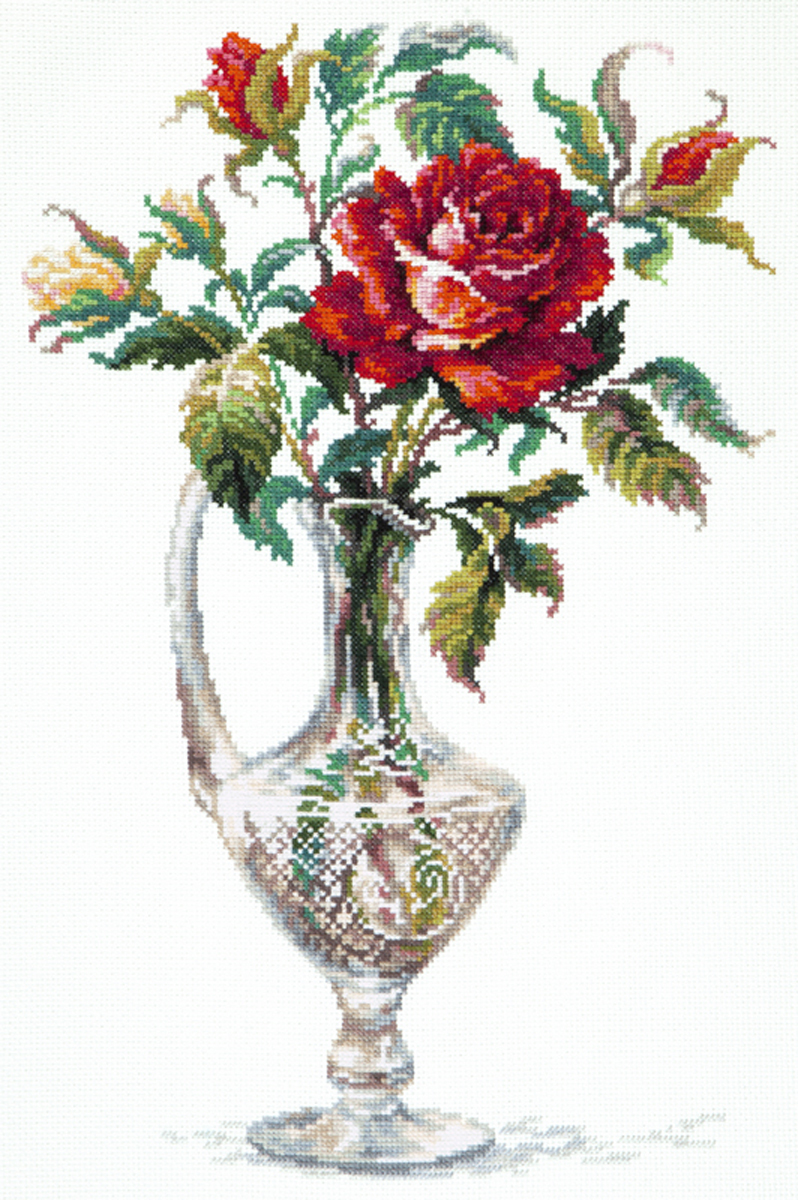 Набор для вышивания Чудесная игла Красная роза, счетный крест, 26 х 40 см