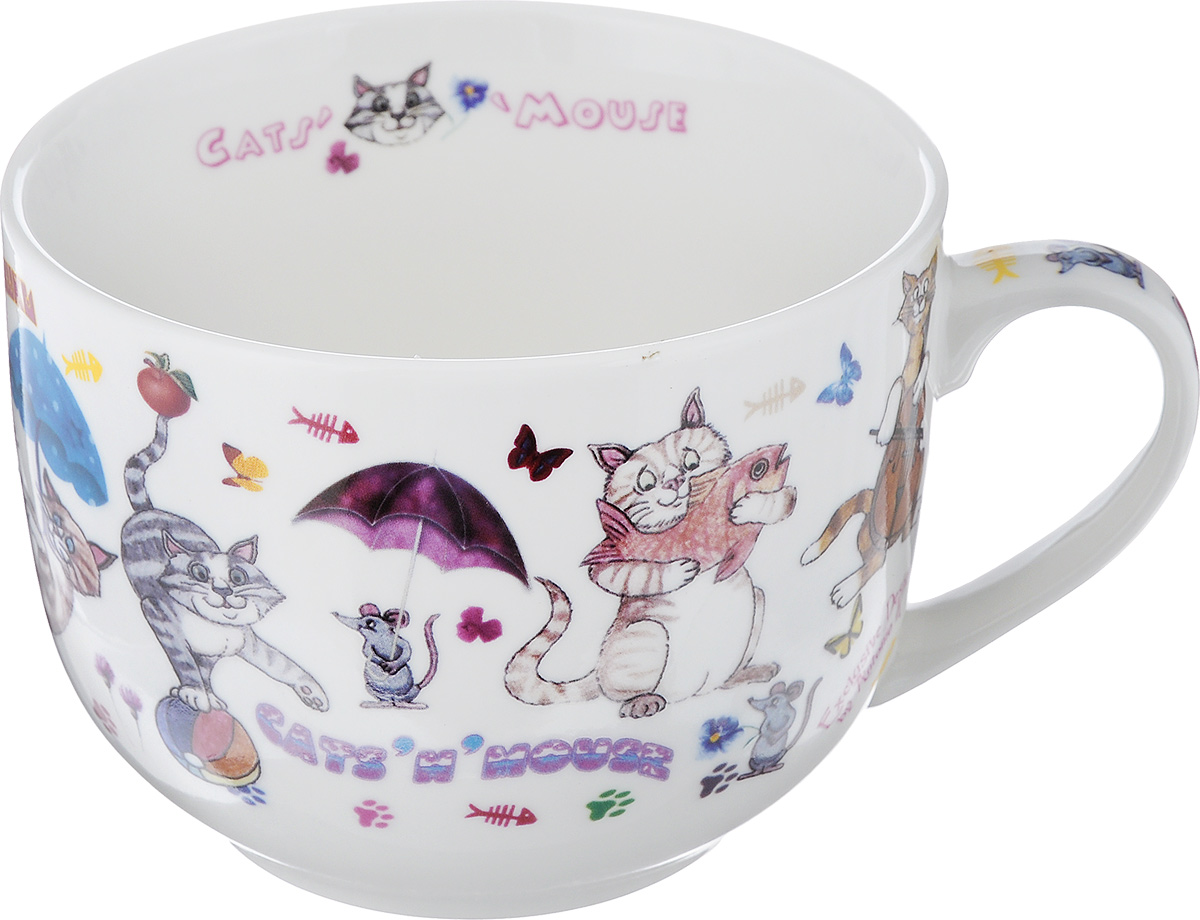 Бульонница GiftnHome CatsnMouse, 700 млJM-700 CATS Бульонница GiftnHome CatsnMouse, 700 млJM-700 CATSБульонница GiftnHome CatsnMouse изготовлена их высококачественного фарфора и оформлена изображением кошек и мышек. Изделие имеет широкую горловину и оснащено удобной ручкой. Бульонница подойдет не только для супа, но и для чая или кофе. Такая стильная бульонница будет незаменимой вещью в вашем хозяйстве.Можно использовать в микроволновой печи и мыть в посудомоечной машине.Диаметр (по верхнему краю): 12 см.Высота: 9 см.