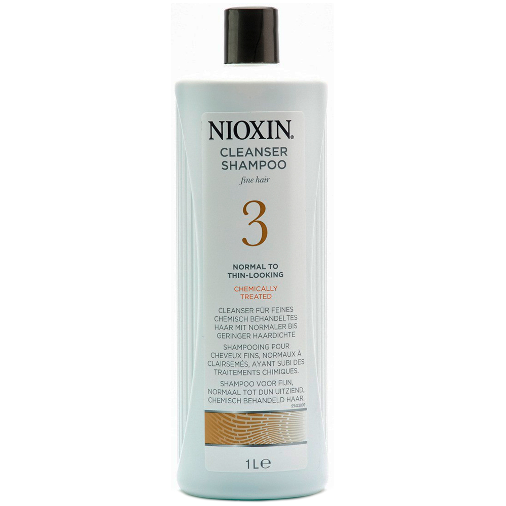 Nioxin Cleanser Очищающий шампунь (Система 3) System 3, 1000 мл81274148 Nioxin Cleanser Очищающий шампунь (Система 3) System 3, 1000 мл81274148Шампунь очищающий Система 3 Cleanser System 3 Nioxin бережно заботится о тонких и нормальных волосах, которые подверглись химической завивке. Средство увлажняет и смягчает кожу головы, защищает волосы от остаточных продуктов химических процедур. Также шампунь от Nioxin заботиться об интенсивности цвета окрашенных волос и придает им особенный блеск.