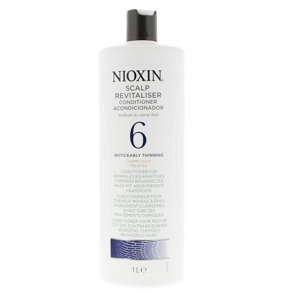 Nioxin Scalp Увлажняющий кондиционер (Система 6) Revitaliser System 6, 1000 мл81274189 Nioxin Scalp Увлажняющий кондиционер (Система 6) Revitaliser System 6, 1000 мл81274189Увлажняющий кондиционер из Системы 6 от Ниоксин для жестких и редеющих волос мягко воздействует на кожу головы, увлажняя и питая ее. Средство придает волосам упругость и пластичность, а энзимы, которые входят в его состав обладают потрясающим питательным эффектом. Увлажняющий кондиционер от Ниоксин подходит для ежедневного применения.После применения кондиционера от Nioxin волосы становятся мягкими и эластичными, они легко укладываются и расчесываются и значительно меньше выпадают.