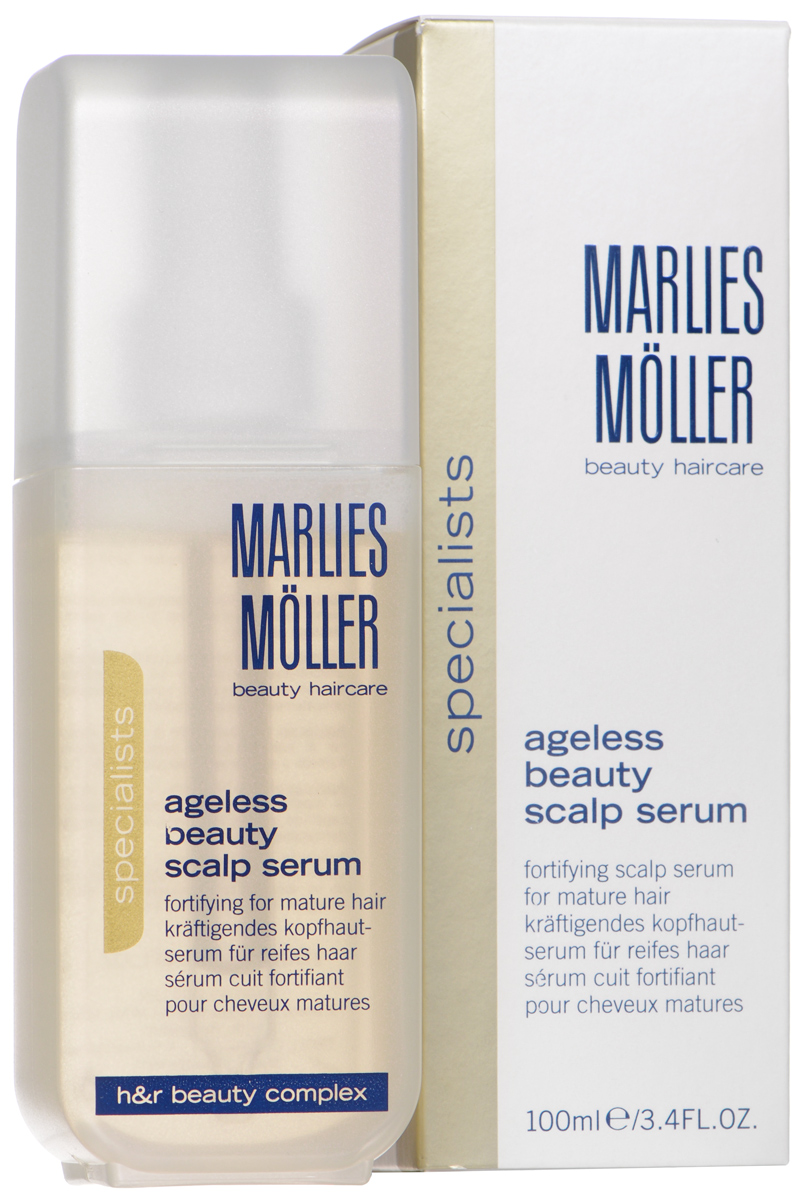 Marlies Moller Сыворотка Ageless Beauty, для укрепления корней и защиты волос, 100 мл104219MMs Marlies Moller Сыворотка Ageless Beauty, для укрепления корней и защиты волос, 100 мл104219MMsИнтенсивная сыворотка рекомендуется для истонченных волос. Содержит повышенную концентрацию эксклюзивного Фито-Клеточного комплекса, который ускоряет процесс роста здоровых волос. Стимулирует клеточную функцию корней волос, питает, наполняет их дополнительной энергией. Таким образом, усиливаются процессы регенерации и роста волос. Сыворотка стимулирует рост здоровых волос. Защищает от УФ-лучей. Интенсивно увлажняет.Ежедневно с помощью пипетки нанесите 5-6 капель сыворотки на сухую или влажную кожу головы. Слегка помассируйте. Не смывайте. Курсом.