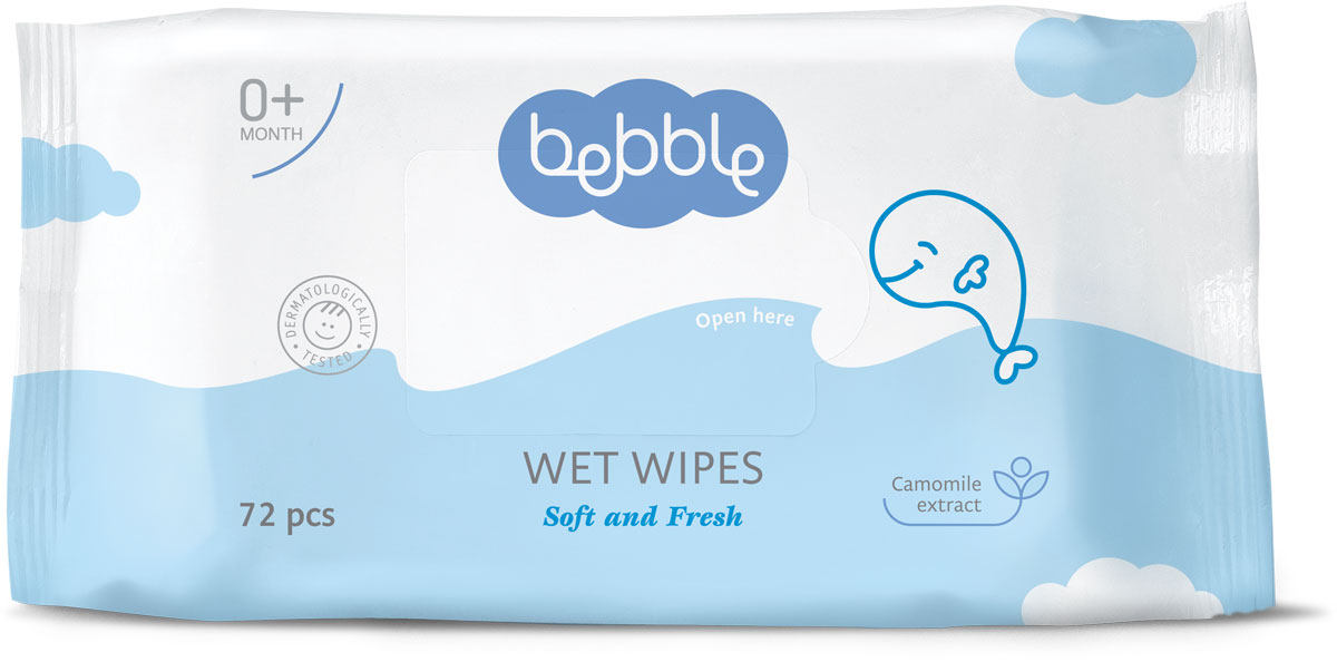 Bebble Салфетки влажные Wet Wipes 72 шт301122 Bebble Салфетки влажные Wet Wipes 72 шт301122Многофункциональные, влажные салфетки bebble очень полезны в любое время дня, проведенное с маленьким ангелочком. Эти нежные салфетки имеют в своем составе мягкий, увлажняющий лосьон с растительными экстрактами. Они очищают чувствительную кожу ребенка и помогают сохранить ее естественный pН баланс.Природные и активные ингредиенты в этой Bebble продукта:Экстракт ромашкиЭкстракт ромашки содержит эфирные масла и флавоноиды, которые особенно полезны при уходе за чувствительной кожей. Обладает противовоспалительным действием и борется со свободными радикалами.Товар сертифицирован.