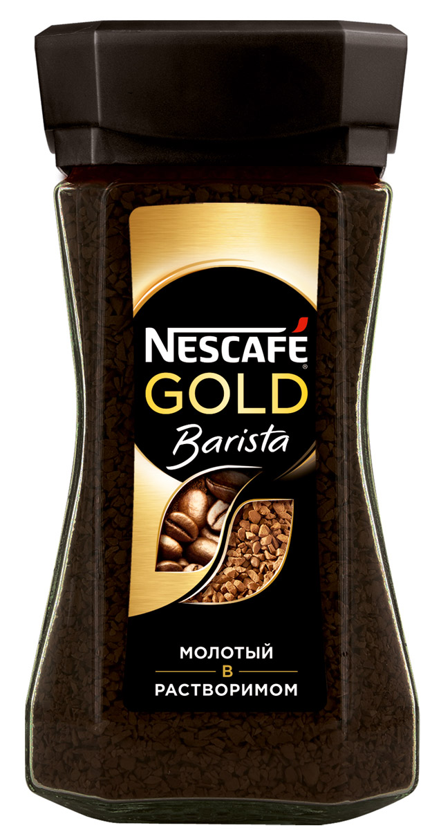 Nescafe Gold Barista кофе растворимый сублимированный, 85 г12281246 Nescafe Gold Barista кофе растворимый сублимированный, 85 г12281246Создайте неповторимую атмосферу кофейни у себя дома вместе с кофе Nescafe Gold Barista. Благодаря сбалансированной комбинации растворимого и молотого кофе особого ультратонкого помола, кофе Nescafe Gold Barista обладает богатым ароматом и насыщенным вкусом.
