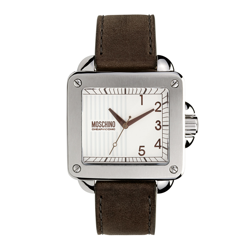 Часы мужские наручные Moschino Unit Square Gent, цвет: коричневый. MW0274