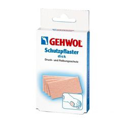 Gehwol Schutzpflaster - Защитный пластырь (толстый) 4 шт1*276102 Gehwol Schutzpflaster - Защитный пластырь (толстый) 4 шт1*276102Защитный пластырь (толстый) Gehwol Schutzpflaster поможет каждому, кто сталкивался с проблемой натоптышей и натертости, однако все сталкивались и с проблемой некачественных пластырей, которые только еще больше раздражали кожу, и ухудшали ситуацию. Поэтому фирма Геволь выпустила свой защитный пластырь для таких случаев.Пластырь имеет толстую текстуру на байковой мягкой основе, которая не будет ёрзать по воспаленному месту, натирая еще больше. Можно использовать ее и как предохраняющее средство от возможного натирания. Используйте защитный пластырь на самых чувствительных местах кожи ног, и вы убережете себя от возникновения мозолей, натоптышей, и сохраните своим ножкам здоровый вид.Назначение: для ослабления болезненных ощущений сдавленности при мозолях, натертых местах и наличии давления.Применение: Закрепите пластырь на стопе в тех участках, где имеются ранки, мозоли или потертости между пальцами.Количество: 4 шт