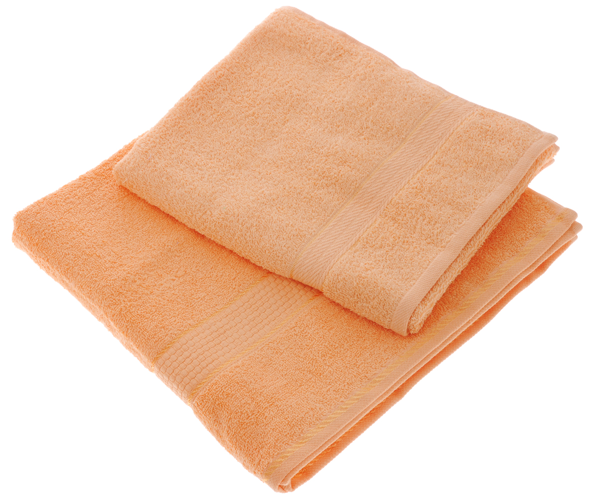 Набор махровых полотенец Aisha Home Textile, цвет: персиковый, 2 шт. УзТ-НПМ-102УзТ-НПМ-102-24 Набор махровых полотенец Aisha Home Textile, цвет: персиковый, 2 шт. УзТ-НПМ-102УзТ-НПМ-102-24Набор Aisha Home Textile состоит из двух махровых полотенец разного размера. В состав входит только натуральное волокно - 100% хлопок. Лаконичные бордюры подойдут для любого интерьера ванной комнаты. Полотенца прекрасно впитывают влагу и быстро сохнут. При соблюдении рекомендаций по уходу не линяют и не теряют форму даже после многократных стирок.Комплектация: 2 шт.