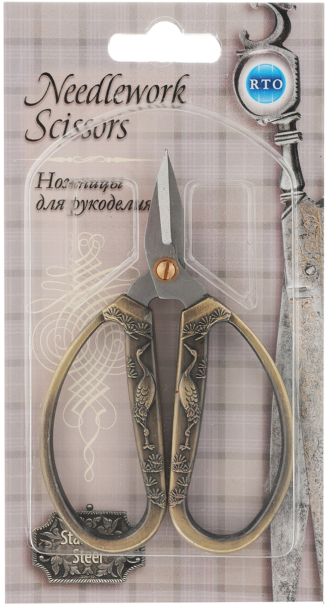Ножницы для рукоделия RTO Винтаж, длина 11,5 см. 1051010510 Ножницы для рукоделия RTO Винтаж, длина 11,5 см. 1051010510Ножницы для рукоделия RTO Винтаж можно использовать для всех видов рукоделия: вышивания, вязания, шитья, квилтинга. Лезвия изготовлены из высококачественной нержавеющей стали. Особо острые кончики позволяют очень точно и аккуратно подрезать нити.Ножницы RTO Винтаж станут прекрасным подарком для рукодельницы.Длина лезвий: 2,7 см.Общая длина ножниц: 11,5 см.
