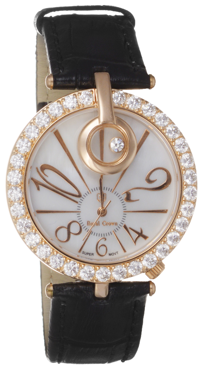 Часы женские наручные Royal Crown, цвет: золотой, черный. 3850-RSG-1