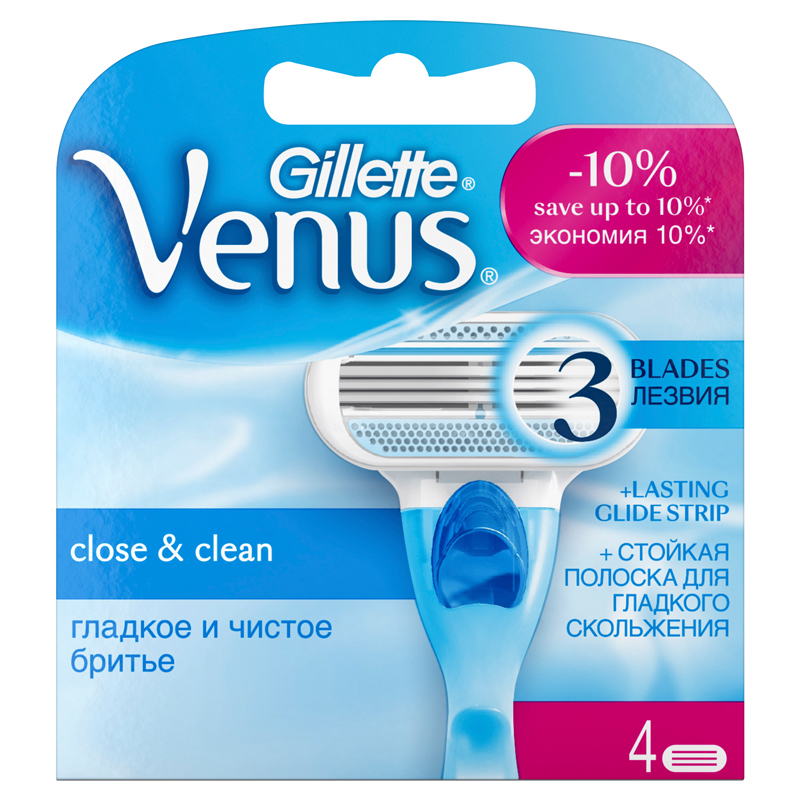 Gillette Venus Сменные кассеты для бритья , 4 шт.VNS-75030828 Gillette Venus Сменные кассеты для бритья , 4 шт.VNS-75030828Почувствуй себя богиней! Гладкость и комфорт. Сменные кассеты Venus c 3 лезвиями. Всего одно движение для невероятно чистого бритья и шелковистой гладкости кожи. - 3 лезвия для чистого бритьяГладкое бритье и шелковистая кожа на всех изгибах всего одним движением бритвы. - Увлажняющая полоскаОбеспечивает увлажнение и помогают защитить кожу во время бритья. - Мягкие защитные подушечки из эластомераНежно разглаживают кожу, обеспечивая более чистое и гладкое бритье. - Все сменные кассеты Venus подходят ко всем бритвам Venus. Срок хранения - 5 лет. Страна производства - США. Характеристики: Количество станков: 4. Производитель: Германия. Артикул: 20011657.