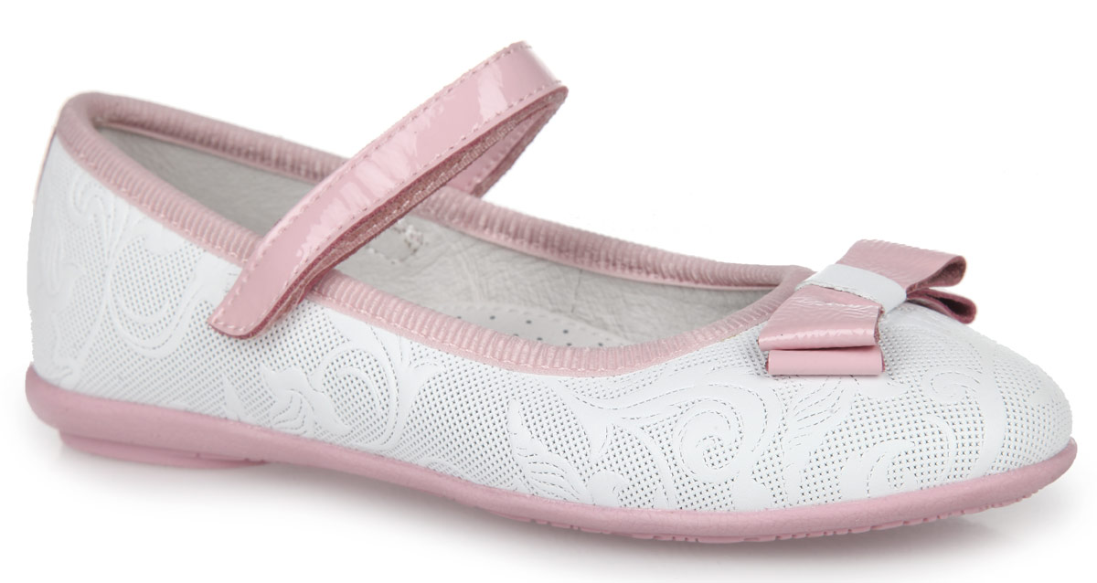 Туфли для девочки Kapika, цвет: белый, бледно-розовый. 23282-1. Размер 35