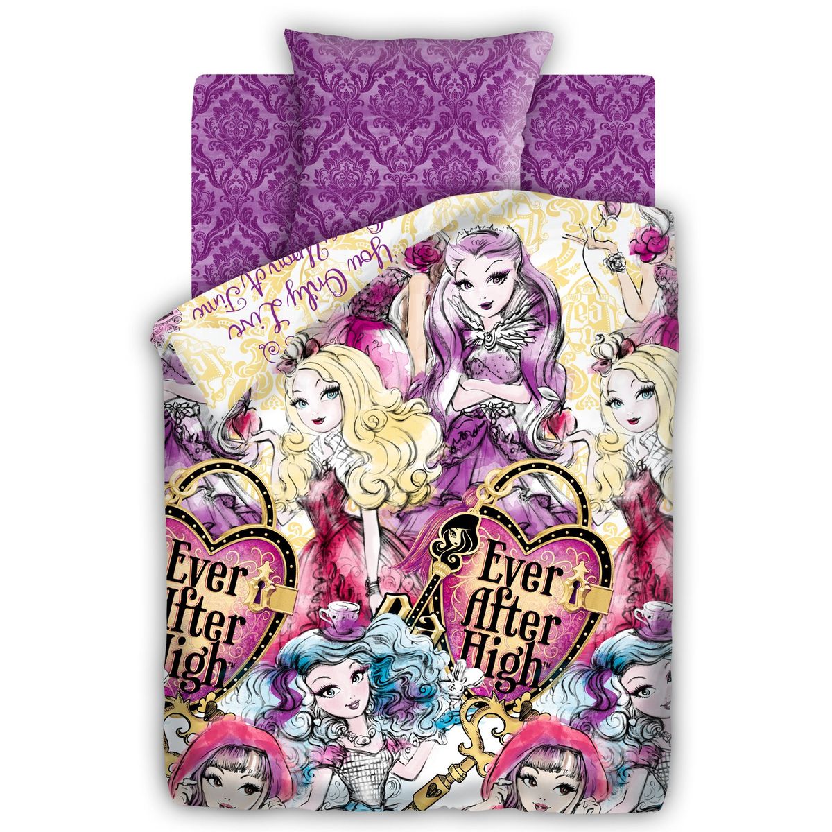 Комплект детского постельного белья Ever After High Потайная дверь, 1,5-спальный, наволочки 70х70329452 Комплект детского постельного белья Ever After High Потайная дверь, 1,5-спальный, наволочки 70х70329452Комплект постельного белья выполнен из поплина, 100% хлопка. Такое белье абсолютно натуральное, гипоаллергенное, соответствует строжайшим экологическим нормам безопасности, комфортное, дышащее, не нарушает естественные процессы терморегуляции, прочное, не линяет, не деформируется и не теряет своих красок даже после многочисленных стирок, а также отличается хорошей износостойкостью.