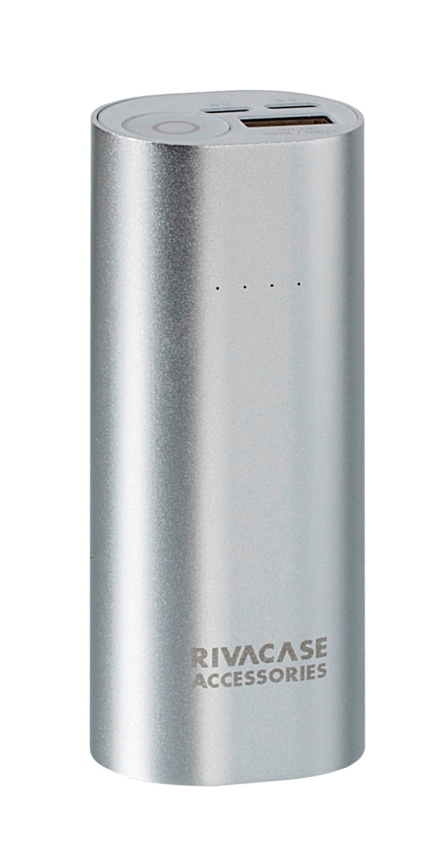 Rivapower VA1005 внешний аккумуляторVA 1005 Rivapower VA1005 внешний аккумуляторVA 1005Rivapower VA1005 - литий-ионный внешний аккумулятор емкостью 5000 мАч. Два входа устройства предназначены для заряда аккумуляторной батареи через кабель с Micro - USB разъемом или через оригинальный кабель Apple Lightning. Аккумулятор совместим с наиболее популярными мобильными устройствами, в том числе и с iPhone и iPad.Подключите мобильное устройство к аккумулятору и зарядка начнется автоматически, а по ее завершении устройство отключится. Четыре светодиодных индикатора на лицевой стороне покажут уровень заряда аккумулятора. Защита от перегрева, перезаряда, переразряда, перегрузки по току и короткого замыкания защитит устройство от повреждений и выхода из строя.Надежный алюминиевый корпус защищает Rivapower VA1005 от случайного повреждения, поглощает и отводит тепло, производимое аккумулятором. Полностью заряженный аккумулятор заряжает смартфон до 2 раз или планшет 1 раз (в зависимости от емкости батареи мобильного устройства). Аккумуляторная батарея Rivapower VA1005 при правильной эксплуатации может быть заряжена более 500 раз.