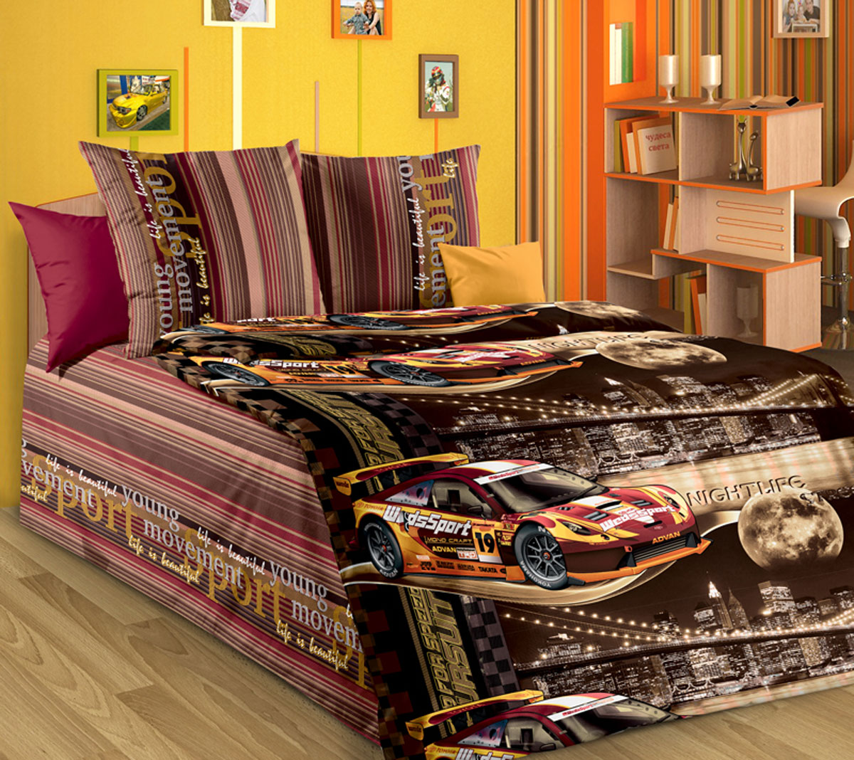 ТексДизайн Комплект детского постельного белья Неон 1,5-спальный цвет коричневый