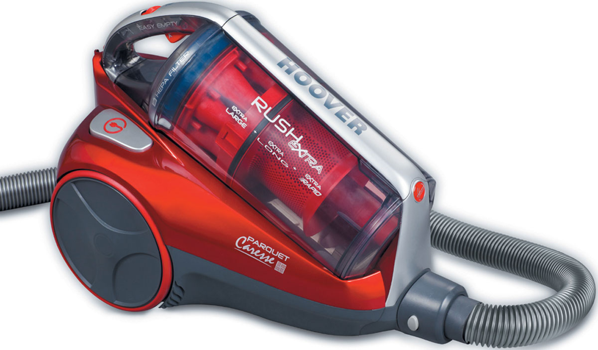 Hoover TRE1410 Rush Extra пылесосTRE1410 Hoover TRE1410 Rush Extra пылесосTRE1410Hoover TRE1410 Rush Extra - мощный пылесос без мешка для сбора пыли. Он создан с использованием инновационной технологии Airvolution, позволяющей работать длительное время с постоянной высокой мощностью всасывания даже при заполненном контейнере.Увеличенный на 66% контейнер позволяет собирать больше мусора, не требуя частой очистки. Всего 2 секунды требуется для очистки контейнера одной рукой: потянуть задвижку, чтобы освободить контейнер, и нажать клавишу, чтобы открыть крышку.Телескопическая труба Hoover TRE1410 Rush Extra оборудована кнопками регулировки мощности всасывания, что делает использование пылесоса еще более практичным. Мультициклонный фильтр Airvolution можно очистить одним движением. Выходной моющийся микрофильтр с антисептическим покрытием выполнен по технологии BACTIZERO.