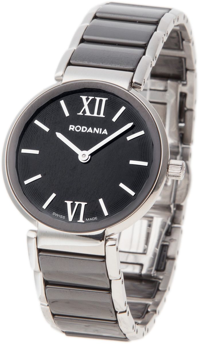 Наручные часы женские Rodania, цвет: серый металлик, черный. 2506246